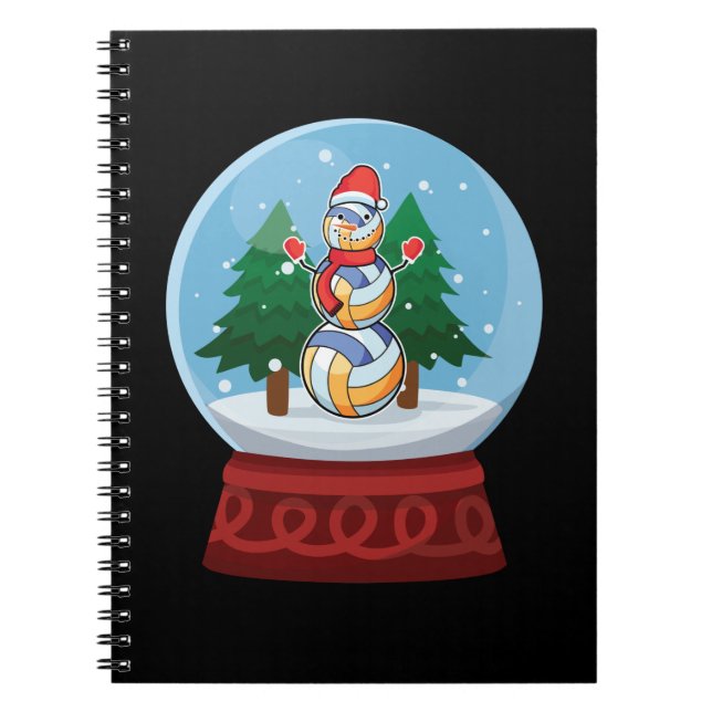 Christmas Snow Globe Volleyball Snowman Notebook (Front)