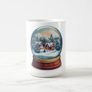 Christmas Snow globe with a tiny village design Coffee Mug