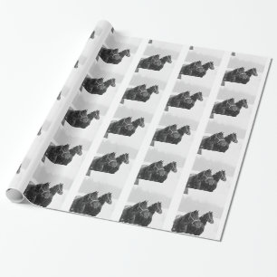 Christmas Snow Horses Equine Rustic Xmas Holiday Wrapping Paper