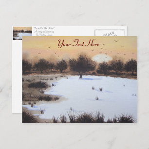 Christmas snow landscape with snow covered trees holiday postcard