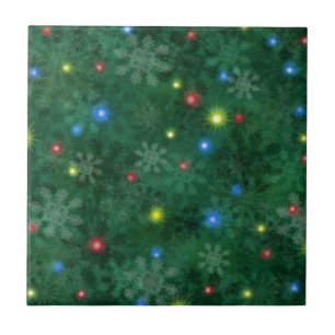 Christmas Snow Lights Ceramic Tile