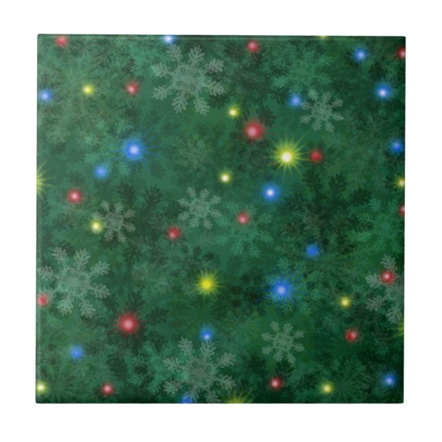Christmas Snow Lights Ceramic Tile (Front)