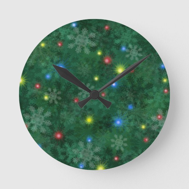 Christmas Snow Lights Round Clock (Front)