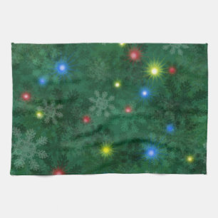 Christmas Snow Lights Tea Towel