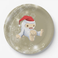 Christmas Snow Monster Doll With a Red Santa Hat