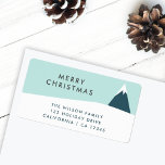 Christmas Snow Mountain | Scandi Return Address Label<br><div class="desc">Simple, stylish snow mountain return address label with a trendy graphic illustration of a mountain in navy blue, a white snowy peak, snow covered ground and pale blue sky background in a minimalist 'scandi' scandinavian design style. The "Merry Christmas" greeting, name and address can be easily personalised for your own...</div>