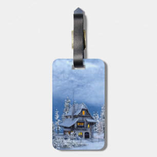 Christmas Snow on Gingerbread House Luggage Tag