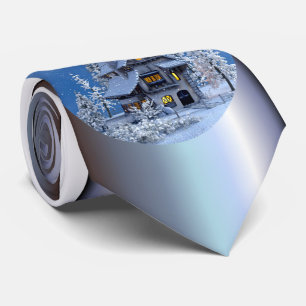 Christmas Snow on Gingerbread House Tie