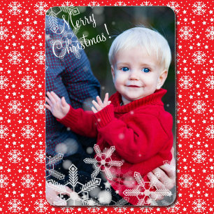 Christmas Snow Overlay Personalise Photo Gift 4x6  Magnet