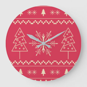 Christmas :  Snow Pattern Large Clock