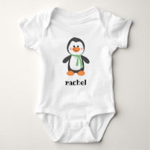 christmas snow penguin baby bodysuit
