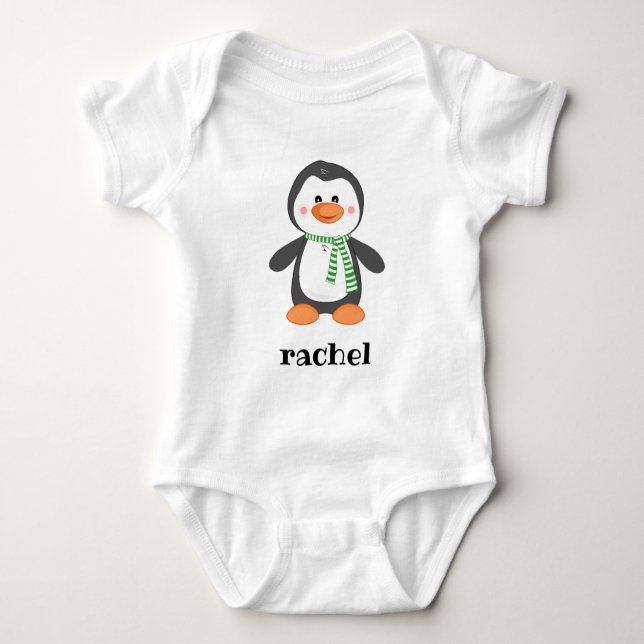 christmas snow penguin baby bodysuit (Front)
