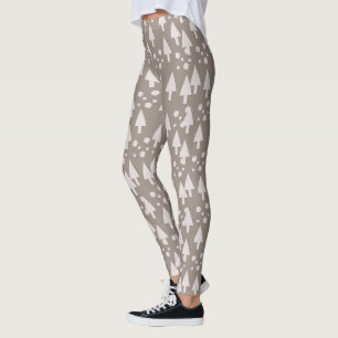 Christmas Snow Pink Brown Leggings