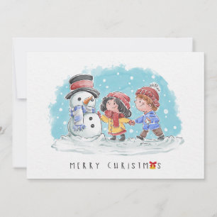 Christmas snow scene illustration Holiday Card