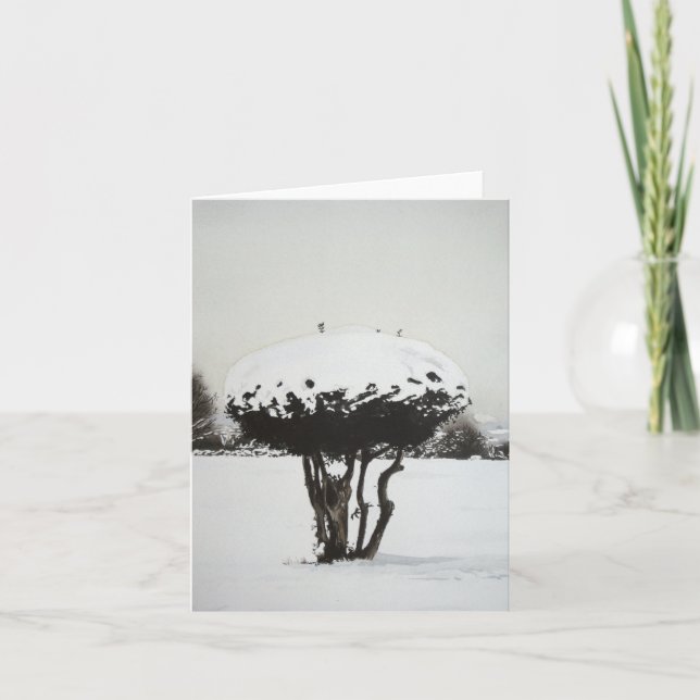 Christmas snow scene landscape art note card (Front)