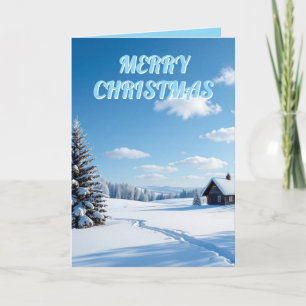 Christmas snow scene personalise family card