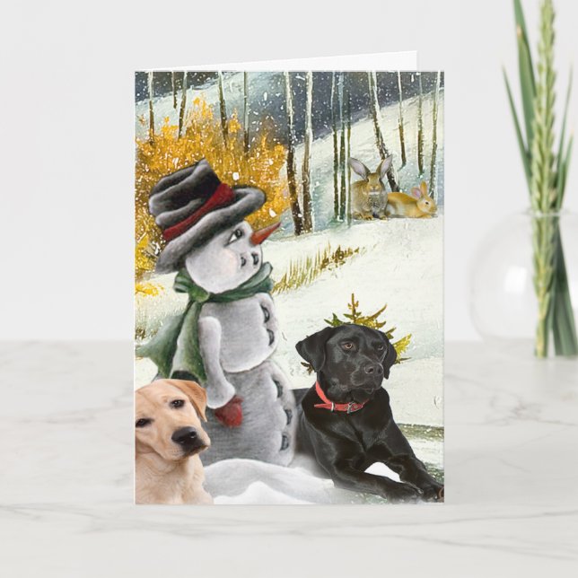 Christmas Snow Scene  w Labs cards (Front)