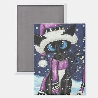Christmas Snow Siamese Cat American MoJo Pillows Magnet