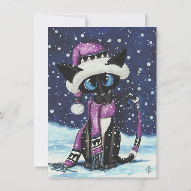 Christmas Snow Siamese Cat Winter (Front)