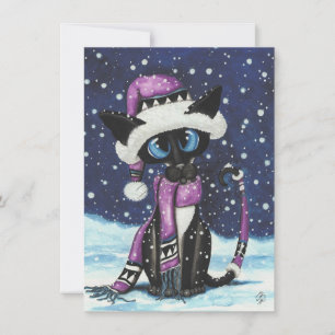 Christmas Snow Siamese Cat Winter
