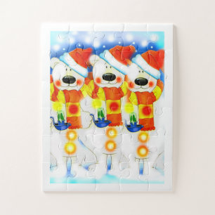 Christmas snow teddies jigsaw puzzle
