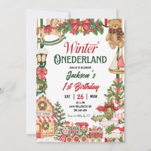Christmas Snow Theme Winter Onederland Birthday Invitation