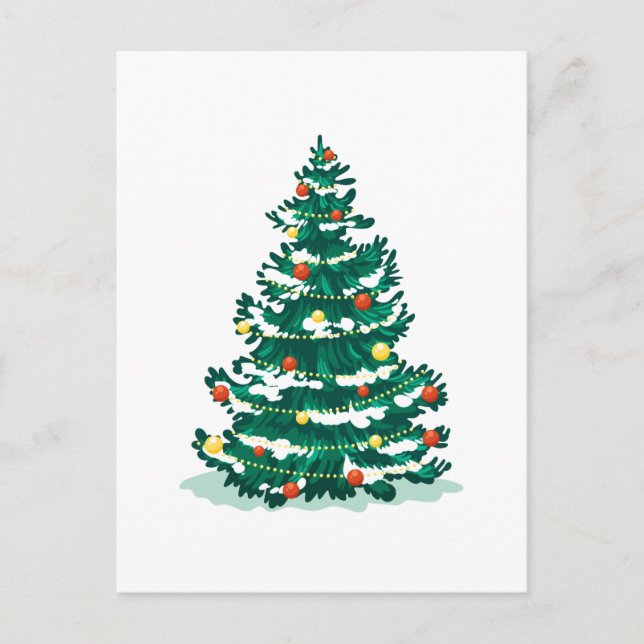 Christmas Snow Tree  Holiday Postcard (Front)