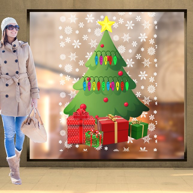 Christmas Snow Tree Presents Home Storefront Vinyl (Christmas Snow Tree Presents Home Storefront Vinyl Window Cling)