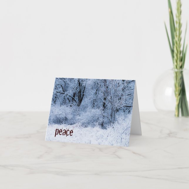 Christmas Snow Trees Greeting card ("peace") (Front)