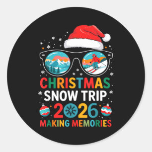 Christmas Snow Trips 2026 Men Women Kids Family Ma Classic Round Sticker