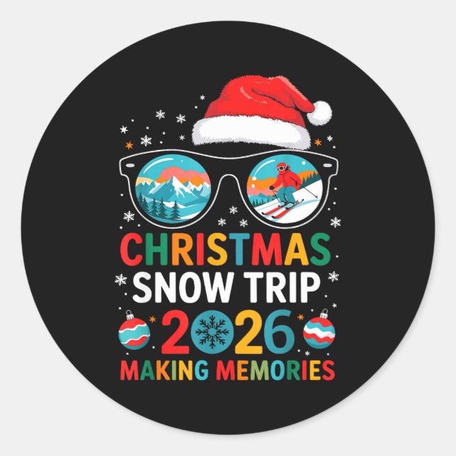 Christmas Snow Trips 2026 Men Women Kids Family Ma Classic Round Sticker (Front)