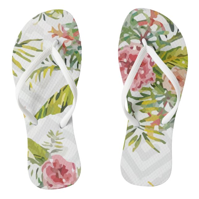 Christmas Snow Tropical Pattern Thongs (Footbed)
