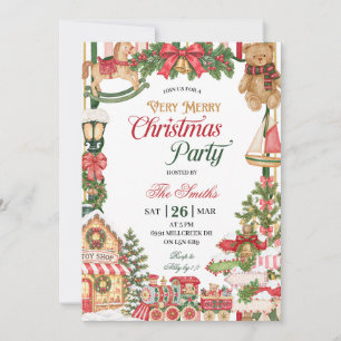 Christmas Snow Very Merry Christmas Party Invitation