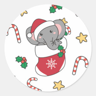 Christmas Snow Winter Animals Classic Round Sticker