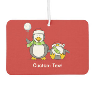 Christmas Snowballing penguins Car Air Freshener