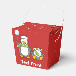 Christmas Snowballing penguins Favour Box