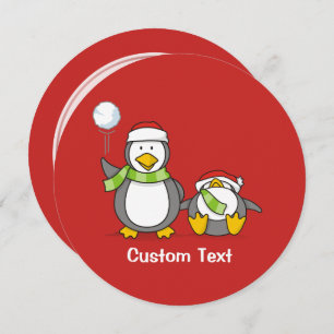 Christmas Snowballing penguins Invitation