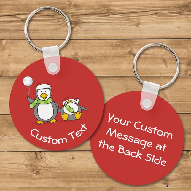 Christmas Snowballing Penguins Keychain (Creator Uploaded)