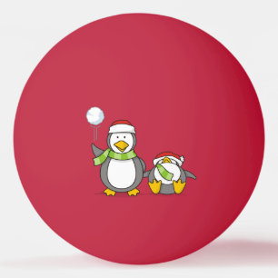 Christmas Snowballing penguins Ping Pong Ball