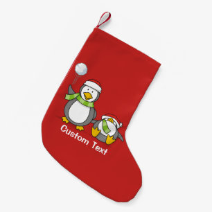 Christmas Snowballing penguins Small Christmas Stocking