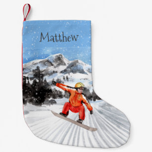Christmas Snowboard Snowboarding Personalised  Small Christmas Stocking