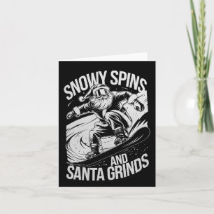 Christmas Snowboarder Snowy Spins Santa Grinds Sno Card