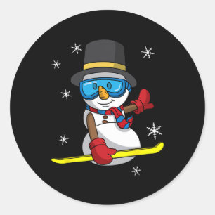 Christmas Snowboarding Snowman Snowboarder Snowboa Classic Round Sticker