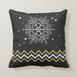 Christmas snowflake and chevron stripe cushion
