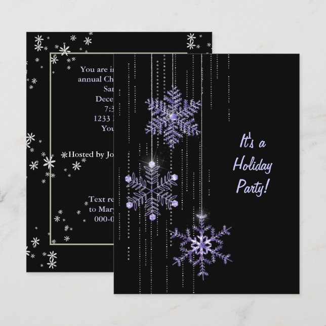 Christmas Snowflake and Diamond party Invitation (Front/Back)