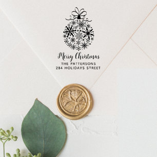 Christmas Snowflake Bauble Name Return Address Self-inking Stamp