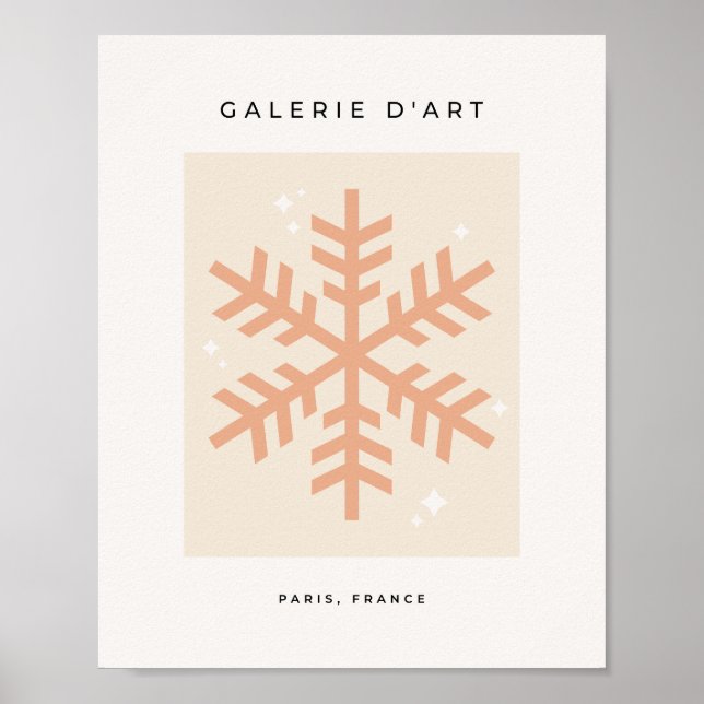 Christmas Snowflake Beige Poster (Front)