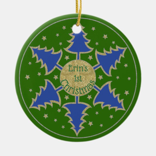 Christmas "Snowflake Bl Tree" Ornament Personalise (Front)