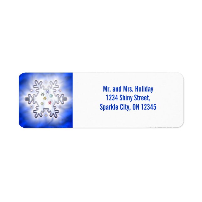 Christmas Snowflake Blue Return Address Label (Front)