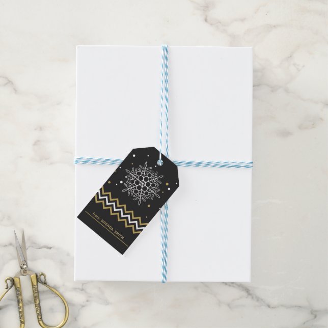 Christmas snowflake chevron accent gift tags (With Twine)